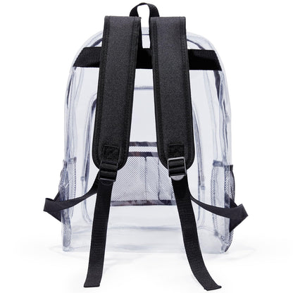 Jusdot Clear Backpack, Transparent Backpack Heavy Duty PVC See Through Backpacks Clear Bag for School, Workplace, Black