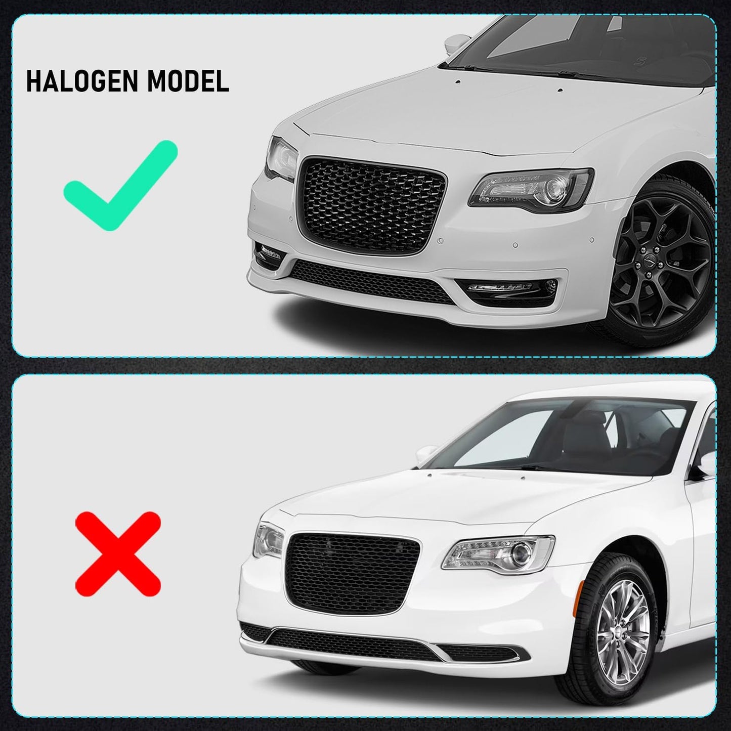 DKMGHT Left Halogen Headlight for Chrysler 300/300C 2015 2016 2017 2018 [68214383AD] [w/LED DRL] OE Head Lamp Replacement (Left (Driver Side))