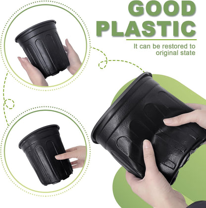 Anyumocz 60 Pcs Flexible 1 Gallon Plant Nursery Pots - Durable Soft Plastic with Drainage Holes | Black