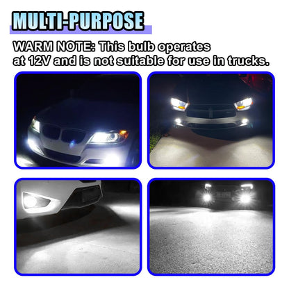 LHDOS 9005 Car LED Fog Light Bulbs, 1500 Lumen, 6500K White, Plug and Play, Black, Universal Replacement for Car, Truck, SUV