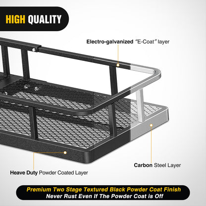 Nilight 60" x 20"x 7.87" Hitch Cargo Carrier & 5/8" Pin Clip Fits 2-Inch Receiver 500 Lbs Heavy Duty Capacity Luggage Basket Fold Up for SUV Pickup Camping Traveling