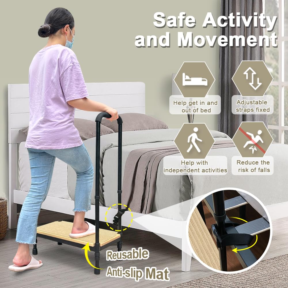 Zelen Medical Step Stool Bed Steps for High Beds for Adults Bedside Step Stool with Handle for Elderly Seniors Foot Stool Portable Handicap Steps Platform for Car, SUV, Bedroom