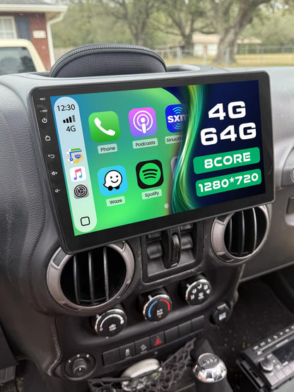[8 Cores 4+64G] Car Radio for Jeep Wrangler JK Compass Grand Cherokee Dodge Ram, 10.1" 1280 * 720 Touch Screen Carplay Android Auto with 32EQ/Bluetooth5.0/GPS Navigation/5G WiFi