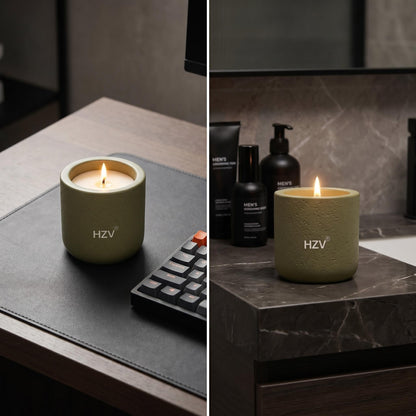 HZV Manly Stress Relief Scented Candle for Men, Soy Wax Moss Forest Aroma Candle, 25H Long Lasting Clean Burning for Relax Meditation Yoga Spa, Unique Candle Gifts for Father Husband Boyfriend