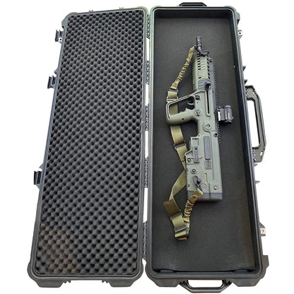 MEIJIA Portable Rolling Waterproof All Weather Hard Rifle Case With Wheels,Customized Fit Foam Inserted,Soft Grip Handle,44.37x15.98x6.1inches (Black)