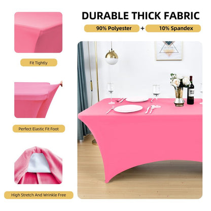 ZarzaaSik 6-Pack 4ft Spandex Table Covers for Rectangular Folding Tables - Wrinkle Resistant Stretch Tight Table Cloths - Ultimate Fitted Table Protector for Parties, Trade Shows, and Wedding