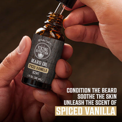 Viking Revolution Sandalwood Beard Oil for Men - Natural Mens Beard Oil with Argan Oil and Jojoba Oil - Beard Softener, Strengthens and Moisturizes - Beard Conditioner for Men (Sandalwood, 1 Pack)