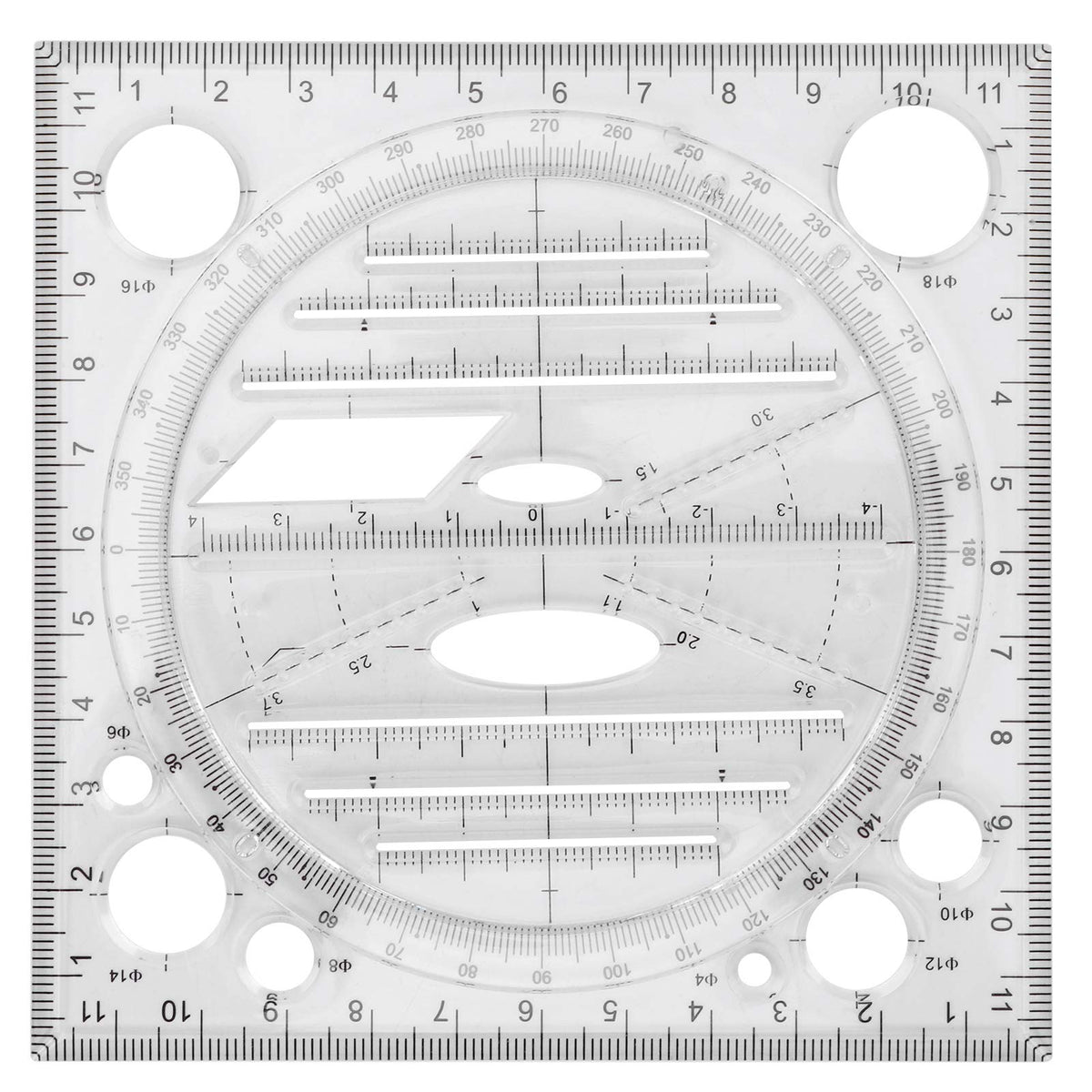 Multifunctional Drawing Ruler, Geometric Drawing Tool, Angle and Circle Maker for School, Office, and Artwork