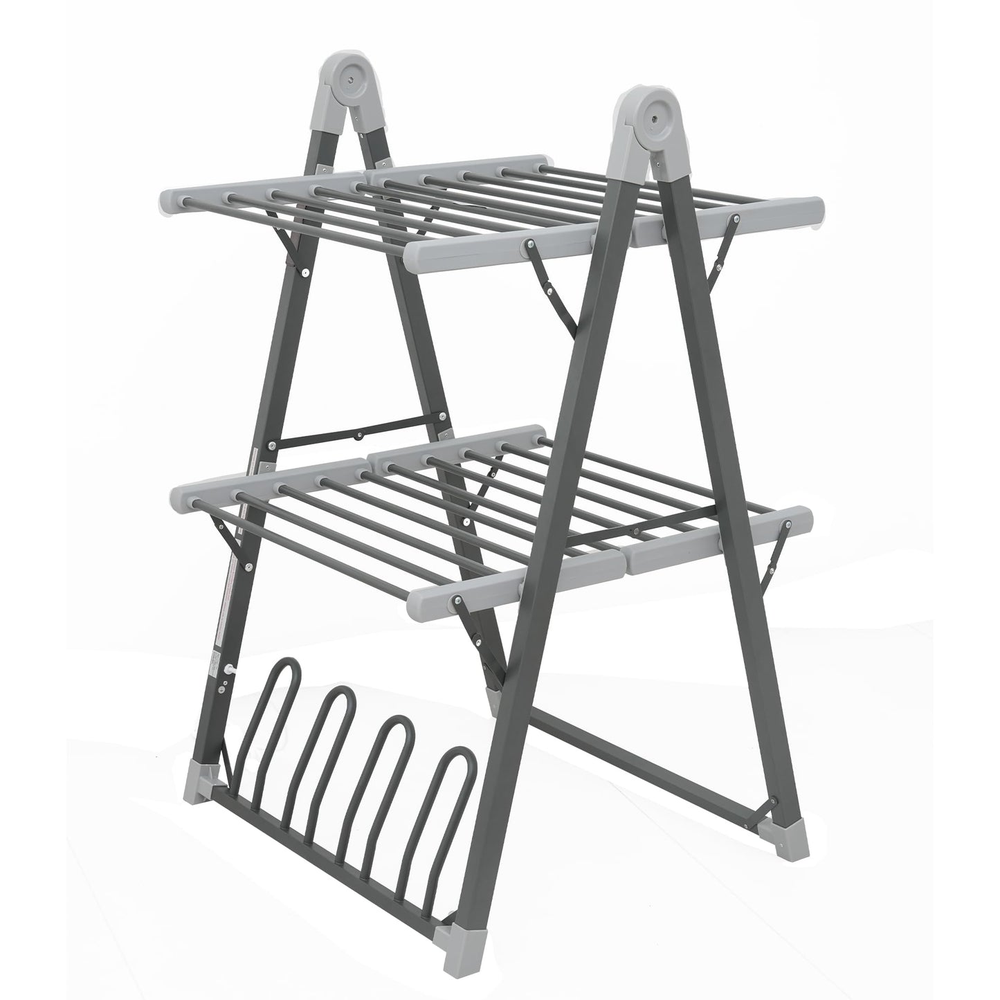 SHARNDY Electric Heated Clothes Drying Rack,Foldable Heated Garment Dryer with Timer Shut-Off Laundry Rack for Clothes Shoes Socks,Aluminum Alloy,Space Gray,Plug & Play,(39.37x25.98x23.82in)