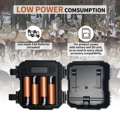 WOSODA Mini Trail Camera 4 Pack 30MP 1080P HD, Game Cam with SD Card, Waterproof Tiny Deer Camera Night Vision Motion Activated with Fast Trigger Time for Outdoor Wildlife Monitoring