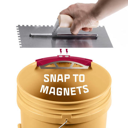 Bucky Tools Bucky Scrape – Universal 5-Gallon Bucket Trowel Scraper for Tile Work, Stainless Steel Edge Preserves Wet Mix And Reduces Waste, Magnetic Holder Secures Tools