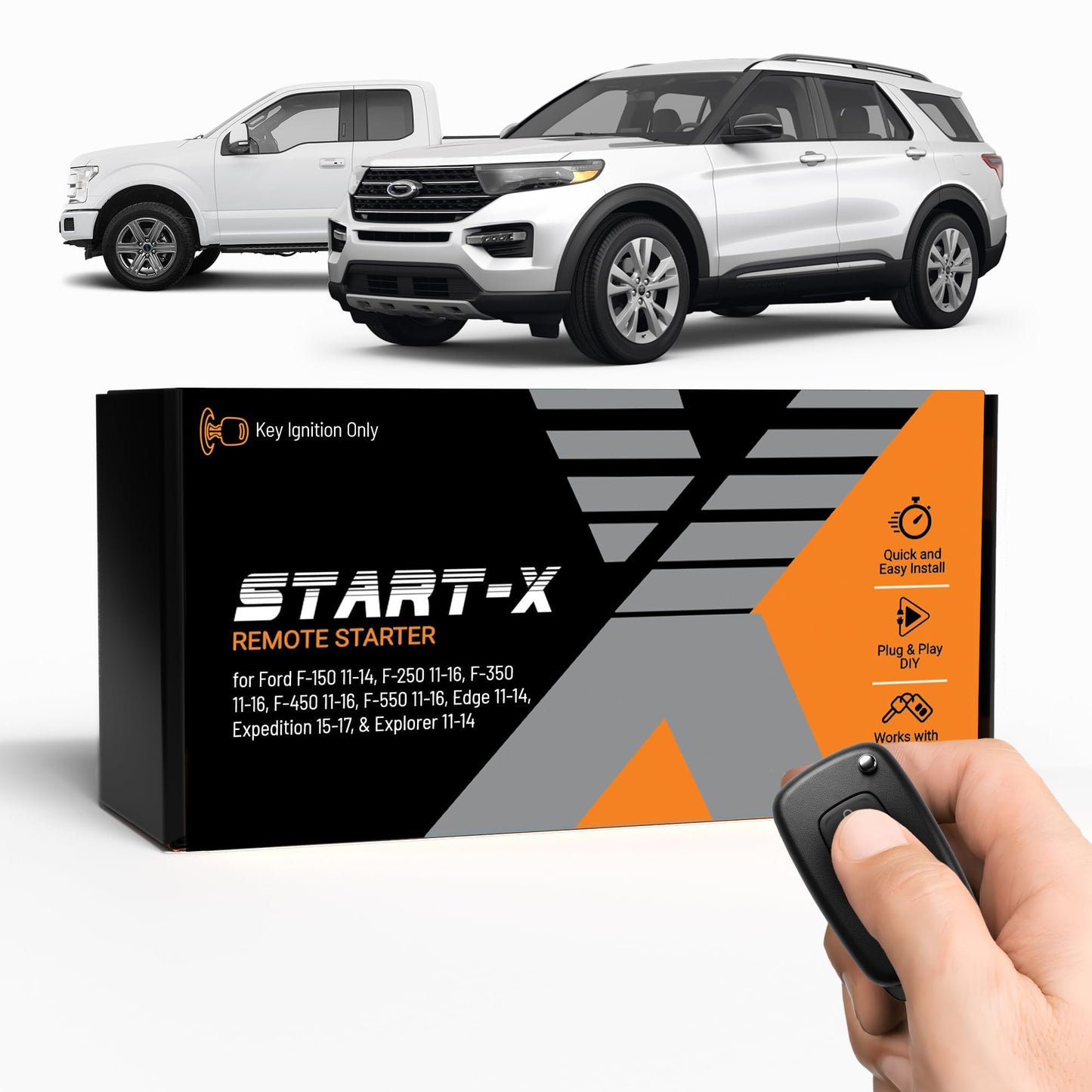 Start-X Remote Starter Kit for Ford F-150 (2011-14), F-250/F-350/F-450/F-550 (2011-16), Edge (2011-14), Expedition (2015-17), Explorer (2011-14) Vehicles with Key Ignition | Plug & Play Install