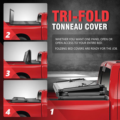 DNA MOTORING New Upgrade Truck Bed Top Hard Solid Tri-Fold Tonneau Cover Compatible with 04-12 Colorado / Canyon 6' Bed, TTC-HARD-041