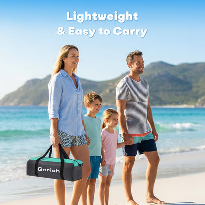 Gorich Beach Tent Sun Shelter with Canopy, Easy Setup UPF50+ UV Protection Sun Shade for 3-4/5-6/7-8 Person, Lightweight & Compact Beach Umbrella for Family Travel