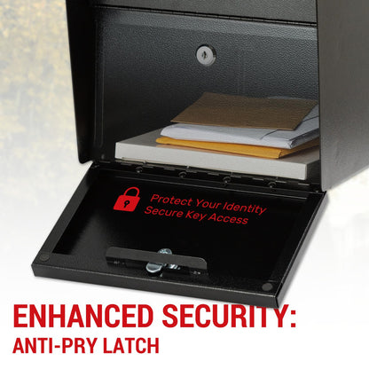 Large Locking Mailbox for Outside, RAINHOL All-Metal Modern Security Mailbox with 2 Keys, 21" x 11.2" x 10.5", Black