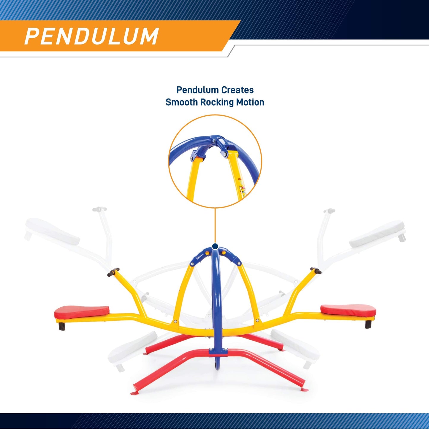 Gym Dandy Pendulum Teeter Totter Seesaw - Pendulum Motion Kids Playground Set - Indoor & Outdoor Active Play, TT-320, Age 3 and Up