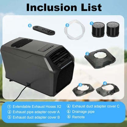 8,000 BTU Portable Camping Air Conditioners & Heater, 5-in-1 Cooling, Heating, Fan, Dehumidifier, Sleep Mode, 550W Portable Tent Air Conditioner for Camping, RV, Truck, Small Room, Indoor/Outdoor Use