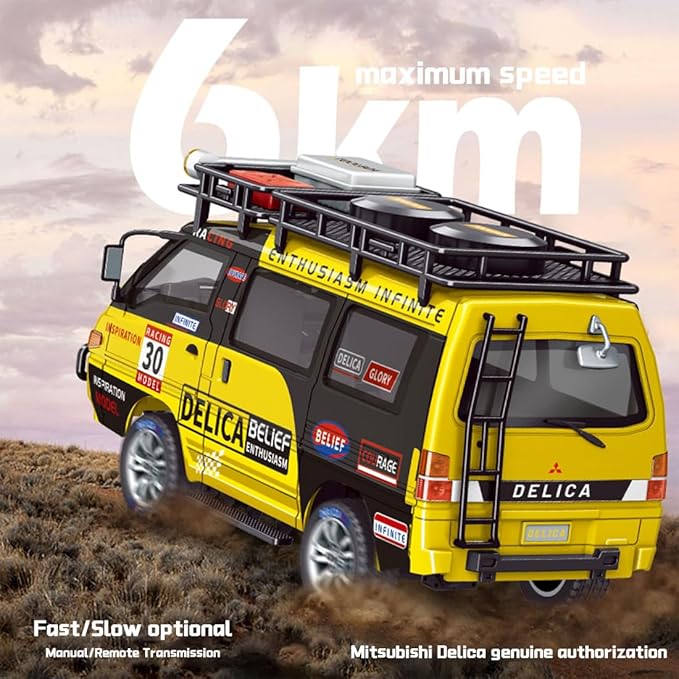 1:24 Scale RC Delica Van with Gearbox &amp Headlights 2.4Ghz Full Proportional 4WD RC Model Vehicle Remote Control Car for Adults &amp Hobbyists