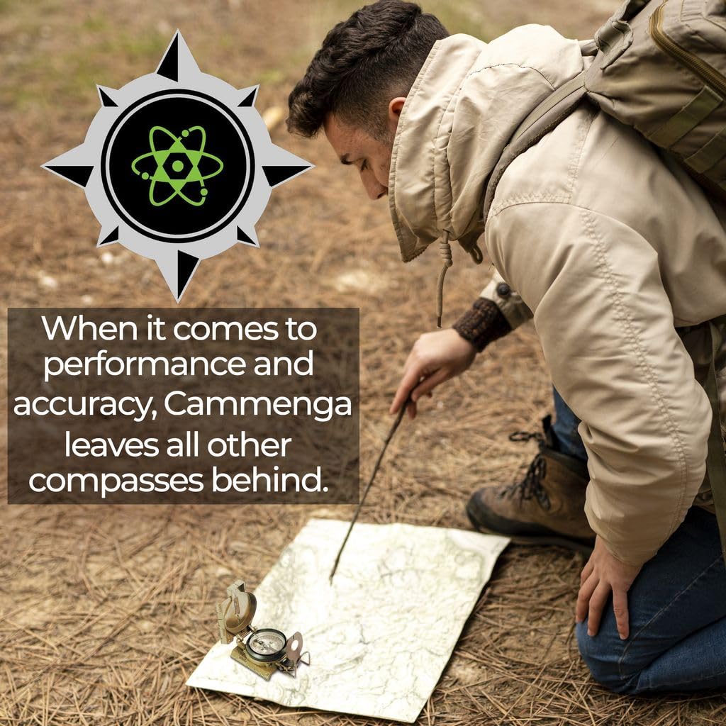 Cammenga US Military Tritium Lensatic Compass Coyote Brown - Hand Held Military Compass with Clam Shell Storage Case and Waterproof Pouch