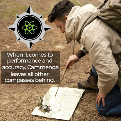 Cammenga US Military Tritium Lensatic Compass Coyote Brown - Hand Held Military Compass with Clam Shell Storage Case and Waterproof Pouch