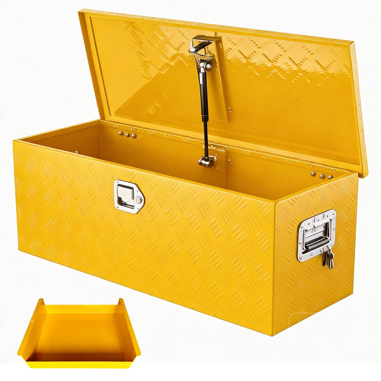 Patikuin Truck Bed Tool Box,Heavy Duty Aluminum, Waterproof & Lockable Storage for Pickup Beds, RVs & Trailers, Secure Organizer with Side Handles, Gas Strut Lid, Bed-Mounted