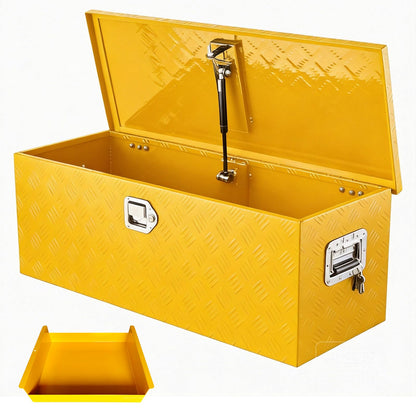 Patikuin Truck Bed Tool Box,Heavy Duty Aluminum, Waterproof & Lockable Storage for Pickup Beds, RVs & Trailers, Secure Organizer with Side Handles, Gas Strut Lid, Bed-Mounted