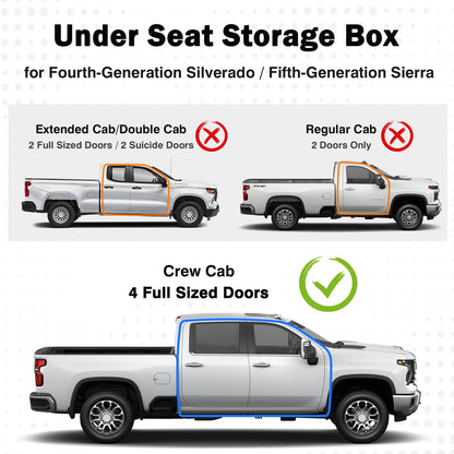 Mixsuper Liner Under Seat Storage for 2019-2026 Chevy Silverado 1500/GM Sierra 1500 & 2020-2025 Silverado/Sierra 2500HD/3500HD, ABS 6PCS Kit with Mesh Pocket & Inner Bin, Silverado Accessories Black