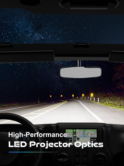 AUDEXEN 7 Inch LED Headlights for Jeep Wrangler JK JKU LJ CJ TJ 1997–2018, Round Headlamps with DRL & Turn Signal, Halo Ring, High/Low Beam, DOT Approved, Plug & Play