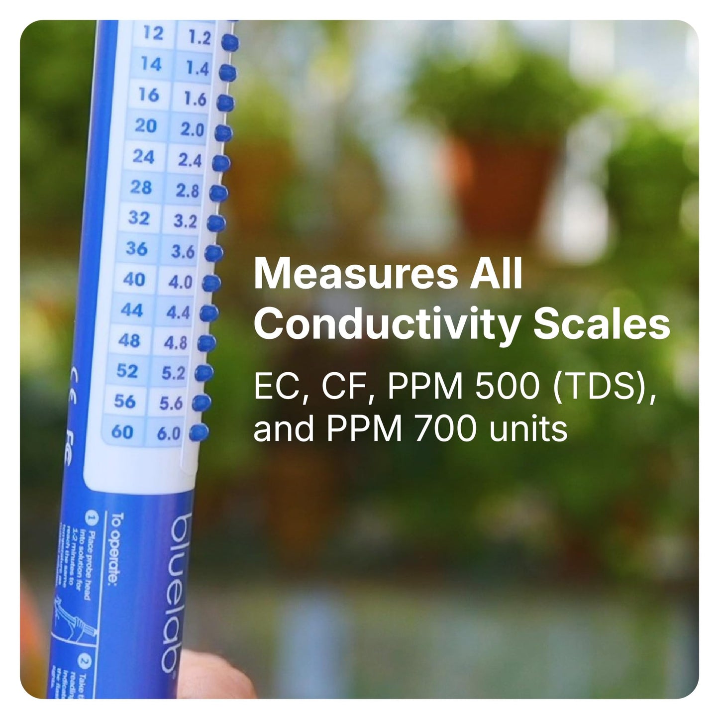 Bluelab TRUNV2 Truncheon Nutrient Meter, Digital Conductivity Tester in Water (Scales Include: EC, 500, ppm 700, CF, TDS) Tool for Hydroponic System and Indoor Plant Grow, White