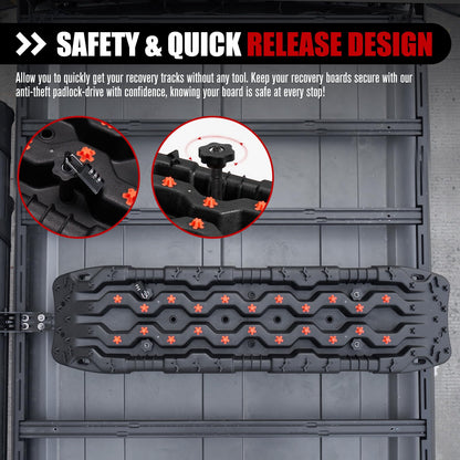 FieryRed Traction Boards Offroad, Recovery Boards with 2 Leashes and Carry Bag, Recovery Traction Board Mounting Kit