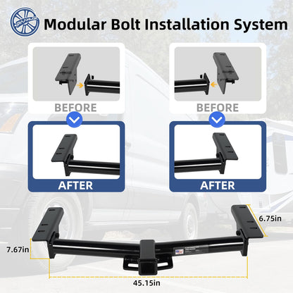 Paanlok Class 3 Trailer Hitch for 2015-2025 Ford Transit 150/250 & 2015-2024 Transit 350, 2022-2024 E-Transit | 8,000LBS Weight Distribution, Bolt-On 2 Inch Receiver, Heavy Duty Carbon Steel
