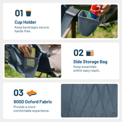 TIMBER RIDGE Hammock Camping Chair with Adjustable Backrest, Heavy Duty Folding Hammock Chair Supports 300lbs, Portable Hammock Chair for Camping, Travelling and Patio, Blue