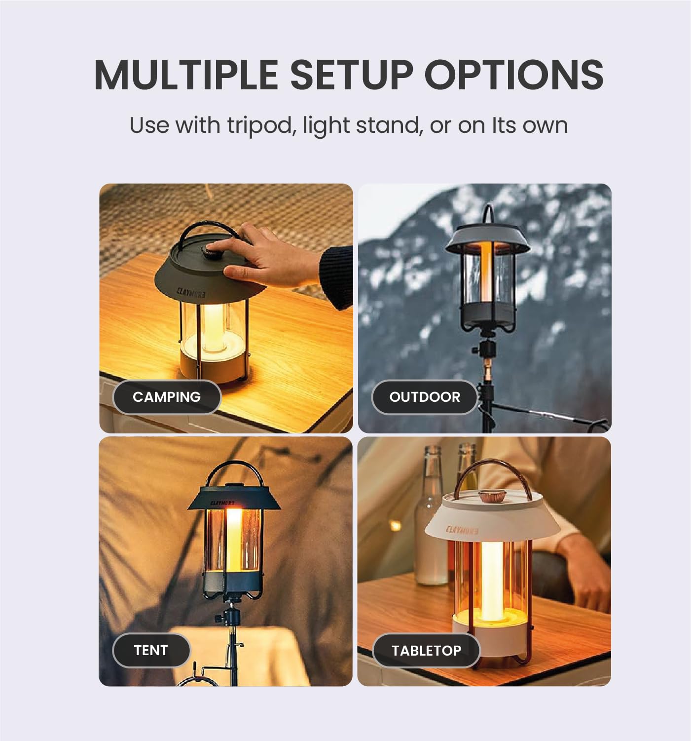 CLAYMORE Selene Lamp (Dark Gray) - Aesthetic Portable Outdoor Lamp, 4 Mood Lights, 6,700mAh Rechargeable, 660 Lumens, Waterproof. Halloween Decor, Camping, Glamping, Parties, Tents, and Backyards.