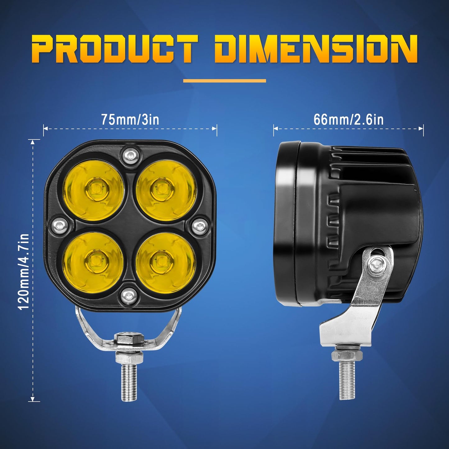 SKYWORLD 3" 40W 8-Pack Yellow LED Pod Lights - IP67 Waterproof Off-Road Work/Fog Lights for Trucks,Wrangler, SUVs, ATV, UTV, Motorcycle-4000K Work Lamp