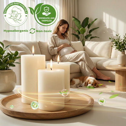 4 Pack Soy Wax White Pillar Candles,56H Long Lasting Burning,Natural Soybean Hand-Poured Pillar Candles,Smokeless,Non Toxic,Unscented for Dinner Table Centerpieces,Spa,Meditation & Wellness-2.8x4in
