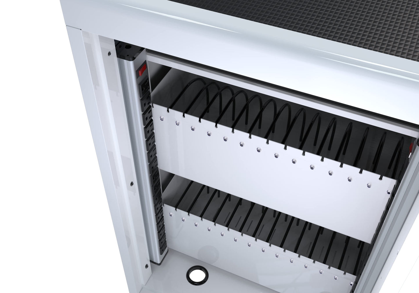 Laptop Charging Cabinets, Mobile Charging Carts and Cabinets, Holds Up to 32 Units, with Power Cord Management, Fits Screen Sizes Up to 16.3", Fits Chromebooks, Laptops, Fits School, Business, White