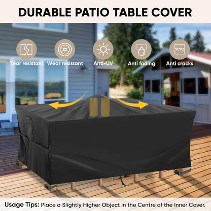 BALEINE Outdoor Furniture Covers - Heavy Duty Waterproof Oxford Table Cover | Black, 108"L x 82"W x 28"H