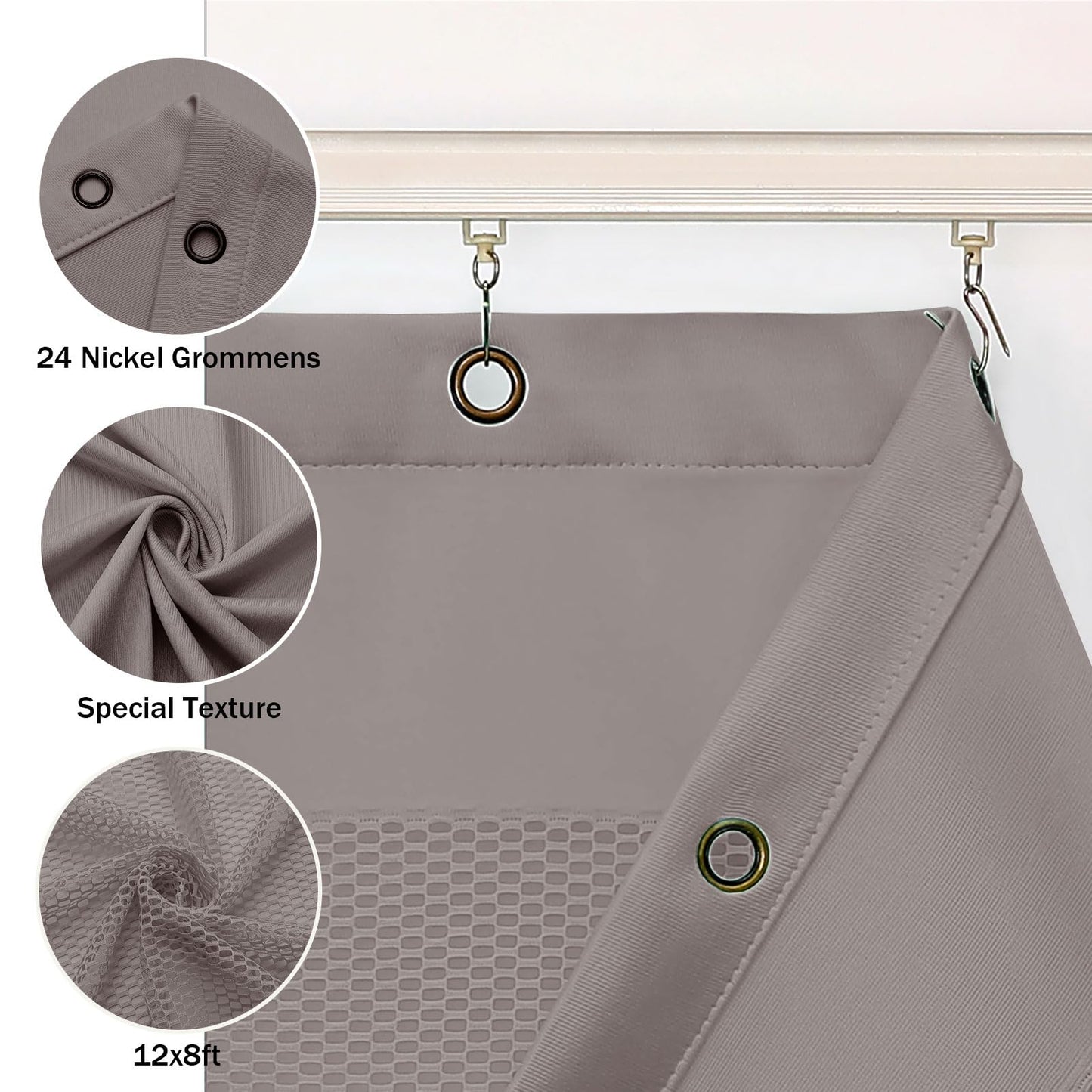 ABBRIGE Flame Retardant Hospital Curtain Hanging Medical Privacy Room Divider Cubicle Curtains for Room Separation - Meets for Fire Retardant Testing According to NFPA-701 (1 Panel, Grey, 12x8ft)