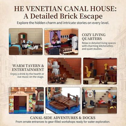 Venice Rivera Building Block Set Italian Canal City Architecture Street View Kit with LED Lighting Collectible Home Decor Gift for Adults &amp Teens4610 PiecesBarweer 010