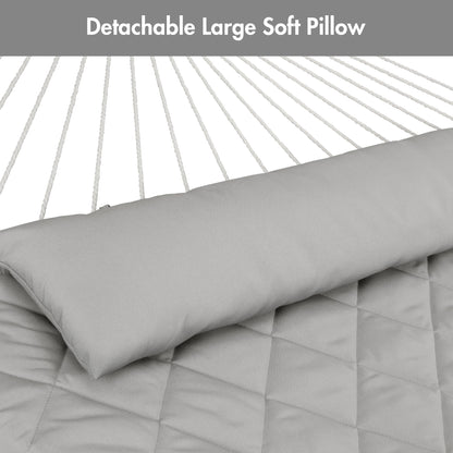 ANOW Double Rope Hammock with Stand 12FT, Heavy Duty Hammock with Polyester Pillow and Pad, 450 LBS Weight Capacity, Light Grey