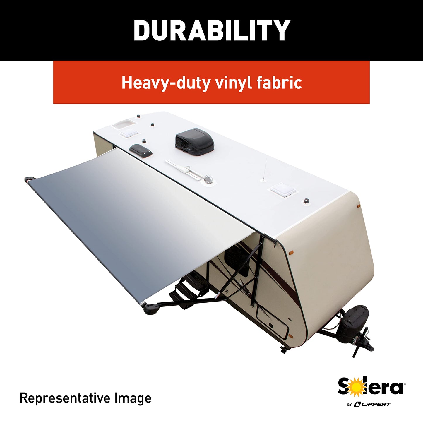 Solera Awning Roller and Fabric Assembly 10' Black/White V000211446