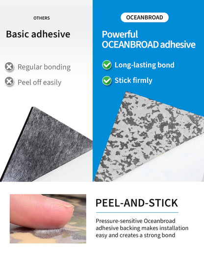 OCEANBROAD Self-Adhesive 96''x23.5''x2 Pack Camouflage Boat Flooring Non-Slip EVA Foam Sheet Marine Grip Mat for Jon Boats Surfboard SUP Paddle Board Kayak Yacht, Camo Black