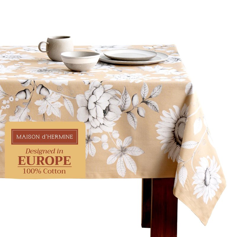 Maison d' Hermine Table Cloth Square Table 100% Cotton 60 x 60 Inches Fall Tablecloth Reusable Everyday Use for Thanksgiving Christmas Decorations Dining Farmhouse Party (Pretty Autumn)