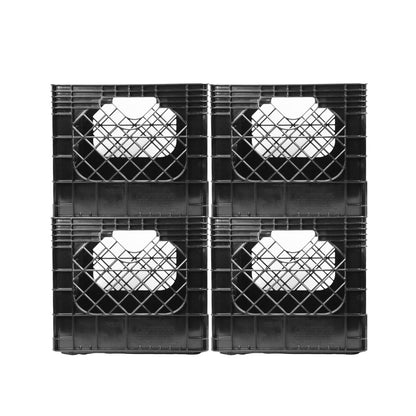 JEZERO 20 Quart 4-Pack Heavy Duty Plastic Crate | Stackable Multi-Purpose Storage Bin for Garage, Home, Office, Groceries, Outdoor, Camping & Kayaking | Black Utility Tote, 17" x 13" x 11"