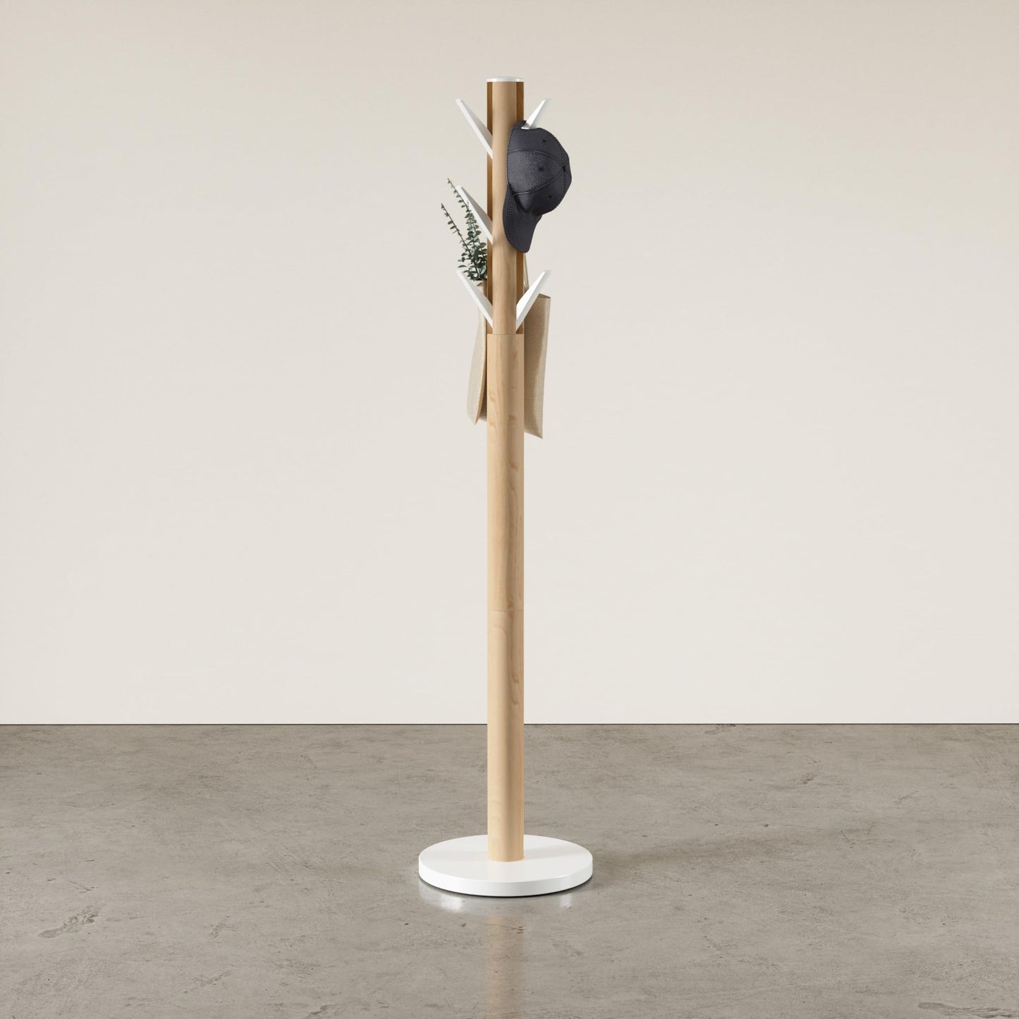 Umbra Flapper Coat Rack, Clothing Hanger, Umbrella Holder, and Hat Organizer, Great for Entryway, White Natural
