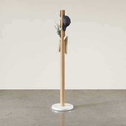 Umbra Flapper Coat Rack, Clothing Hanger, Umbrella Holder, and Hat Organizer, Great for Entryway, White Natural