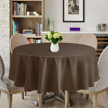 Kongdaoth Brown 12 Pack Plastic Tablecloths 84" Disposable Round Table Cloth Plastic Table Cover for Party Disposable Tablecloths