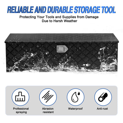 Nilight 44 Inch Truck Tool Box Heavy Duty Aluminum Stripes Plated Pick Up Truck Bed Toolboxes 44"x15"x15" Waterproof Storage Organizer for Bed of Truck RV Trailer with Side Handle Lock Keys, Black