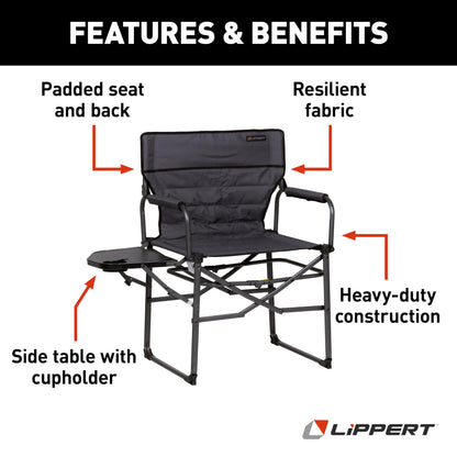 Lippert Scout XL Director Chair with Side Table - Dark Grey