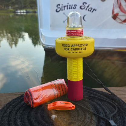 Sirius Signal A-1001 SOS LED 3-in-1 Distress Signal with Mini Solo Beacon - White & Infrared, USCG Approved, Includes Display Mount, Daytime Flag & Whistle